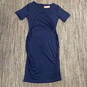 LIU&QU Ruched Bodycon Midi Dress Casual Fitted Short Sleeve Size‎ M